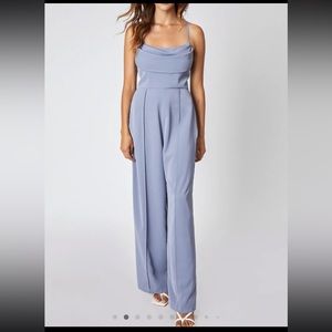 Solid Cowl Neck Stitch Jumpsuit